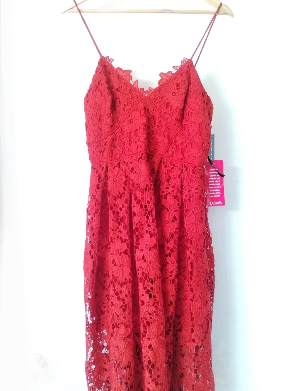 Red Lace Midi Dress
